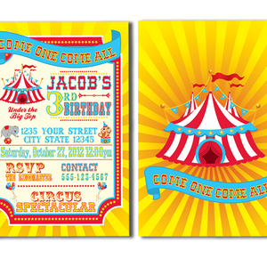 Bright Colors, Carnival Invitations, Circus Invitations - Thumbnail 3