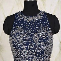 Dark Navy Beading Charming prom dress, sexy prom dress,Charming prom dress, long prom dress,prom dresses, elegant prom dress, prom dress Z72 - Thumbnail 1