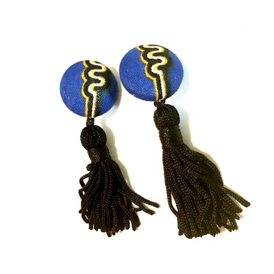 Tassel drop earrings - blue, black