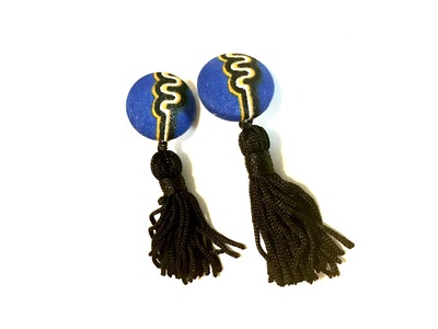 Tassel drop earrings - blue, black
