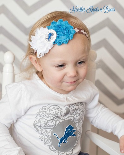 Girls Detroit Lions Headband, Baby Girls Football Shabby Chic Headband,  Lions Gameday Headband, Hair Accessories