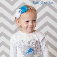 Girls Detroit Lions Headband, Baby Girls Football Shabby Chic Headband,  Lions Gameday Headband, Hair Accessories - Thumbnail 1