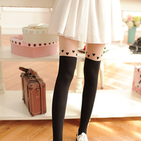 Hearts Printed Thigh High Tights/Pantyhose - Thumbnail 1