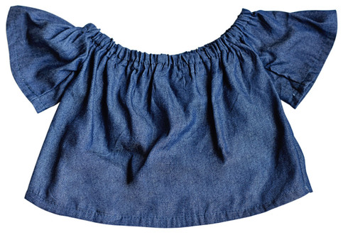 Wide Shoulder Crop Top Denim