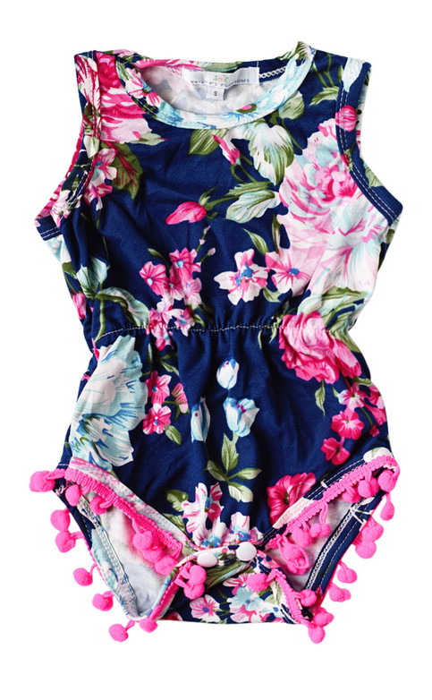 Midnight Gardens Pom Pom Romper