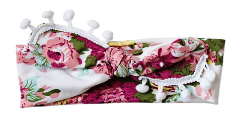 Floral Pom Pom Knot Headwrap