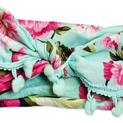 Sweet mint pom pom knot headwrap