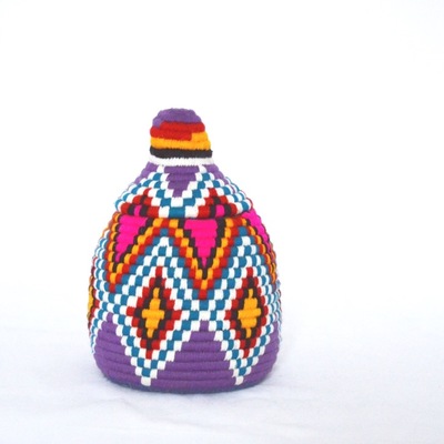 Berber basket handwoven vintage moroccan berber wool lidded basket 