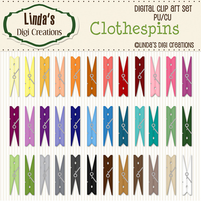 Clothespins (ClipArt Set)