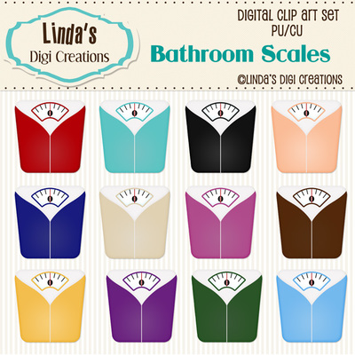 Bathroom scales (clipart set)