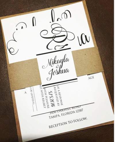 Kraft Wedding Invitations - Calligraphy Wedding Invitation 