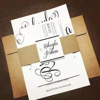 Kraft Wedding Invitations - Calligraphy Wedding Invitation  - Thumbnail 3