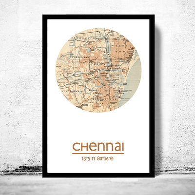 Chennai - city poster - city map poster print