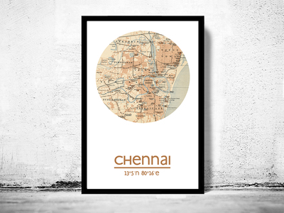 CHENNAI - city poster - city map poster print