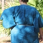 Tunic Length Cotton Yukata - Blue Grey Floral-2