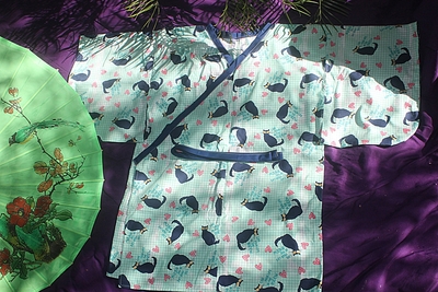 Tunic Length Cotton Yukata - Live Life in the Meow