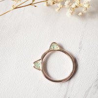 Real Pressed Flowers and Resin Cat Ring in Rose Gold and Mint - Thumbnail 3