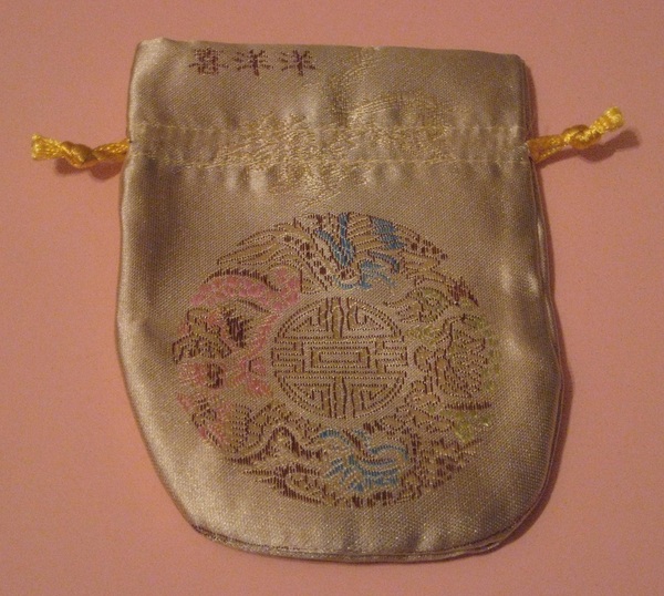 Cream Satin Brocade Dice Bag