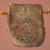 Cream Satin Brocade Dice Bag