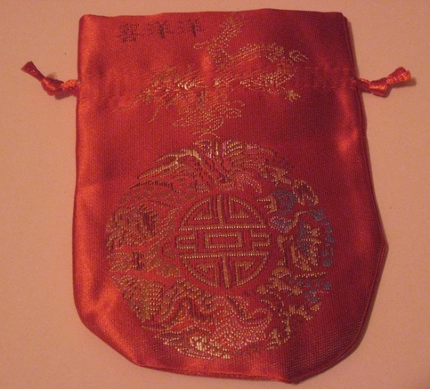 Red Satin Brocade Dice Bag