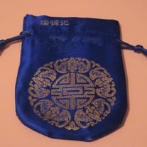 Blue Silky Satin Brocade Dice Bag