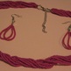 Bright Pink Seed Bead Necklace Set - Thumbnail 1