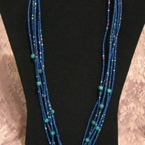 Blue Seed & Wood Beaded Set