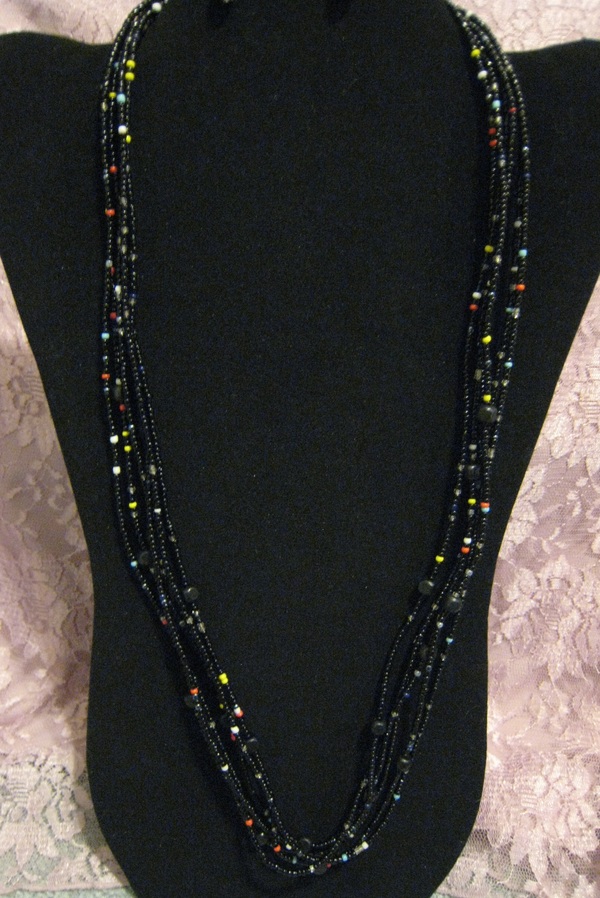 Black Seed & Wood Beaded Set