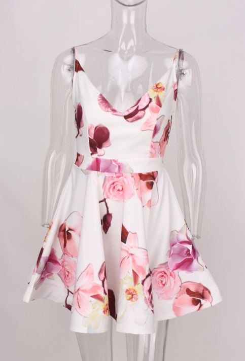 Pink Flower Puff Print Tee Dress