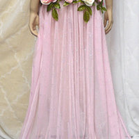 Two Piece Petal Pink Rose Fairy Gown with Train Costume Dance Rave Halloween - Thumbnail 4