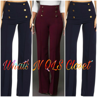 Navy High Waist Slacks 