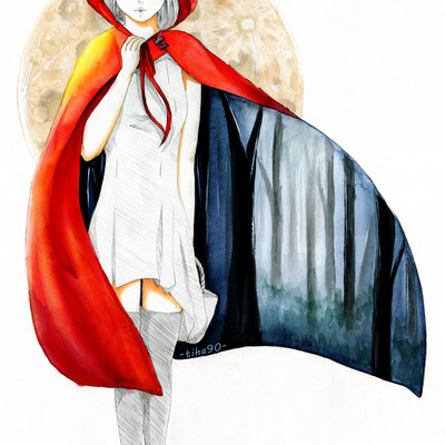 Red riding hood watercolour print