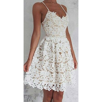 Sexy Short Open Back Prom Dress,Sexy Spaghetti Straps Backless Homecoming Dress,Informal Short Lace Wedding Dress - Thumbnail 1