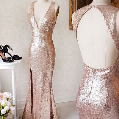 Champagne mermaid sequins long prom dress,champagne evening dresses