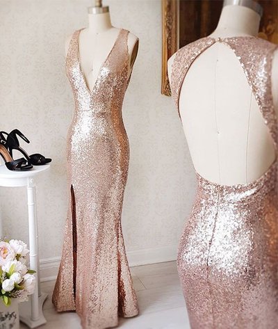 Champagne mermaid sequins long prom dress,champagne evening dresses