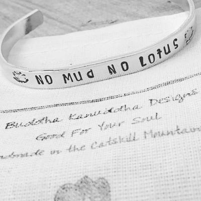 No mud no lotus hand stamped bracelet