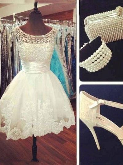 White Homecoming Dress,Lace Homecoming Gown,Tulle Homecoming Gowns,Ball Gown Party Dress