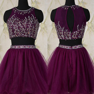 Homecoming dress,2 piece homecoming dresses,silver beading homecoming gowns,short prom gown,sweet 16 dress,homecoming dress