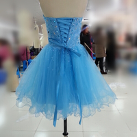 Blue Homecoming Dress,Short Prom Dresses,Homecoming Gowns,Fitted Party Dress,Silver Beading Prom Dresses - Thumbnail 1