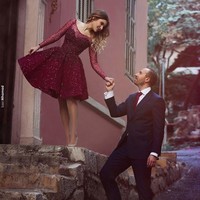 Burgundy Homecoming Dress,Wine Red Homecoming Dresses,Beading Homecoming Gowns,Cute Party Dress,Short Prom Dress,Sweet 16 Dress - Thumbnail 1