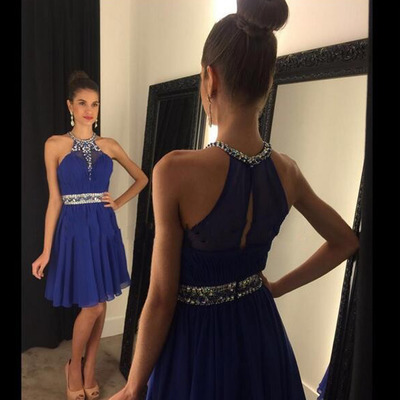 Royal blue homecoming dress,simple homecoming dresses,beading homecoming gowns,short prom gown,sweet 16 dress