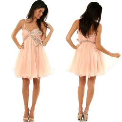 Blush pink homecoming dress,light pink homecoming dresses,chiffon homecoming gowns,bling party dress,short prom dress,silver beading sweet 16 dress