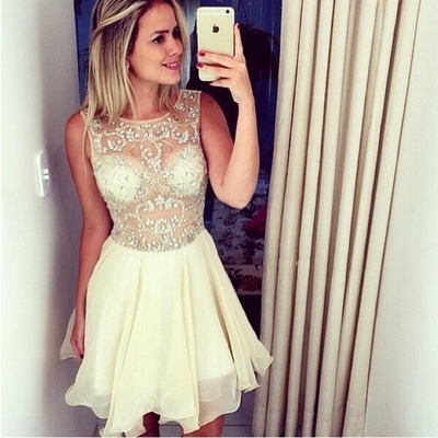 Homecoming dress,chiffon homecoming dresses,short prom gown,champagne homecoming gowns,2017 homecoming dress,homecoming dresses