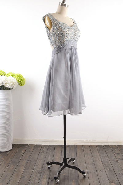 Grey Homecoming Dress,Modest Silver Gray Homecoming Gown,Grey Tulle Homecoming Gowns With Open Back Sequins Party Dress,Backless Sweet 16 Dresses