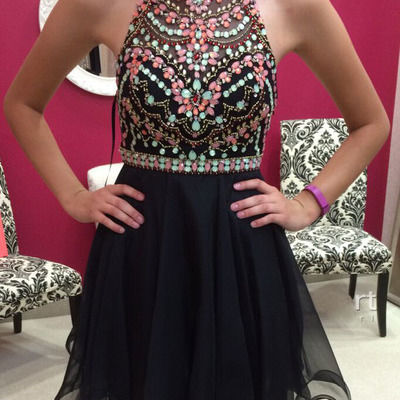 Homecoming dress,chiffon homecoming dress,black homecoming dress,fitted homecoming dress,short prom dress
