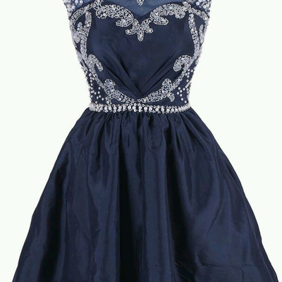 Navy blue homecoming gowns,beaded sweet 16 dress