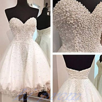 White Homecoming Dress,Short Homecoming Gown,Tulle Homecoming Gowns,Ball Gown Party Dress - Thumbnail 1