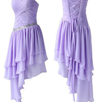 Burgundy Homecoming Dress,Gray Homecoming Dresses,Chiffon Homecoming Gowns,Yellow Party Dress,High Low Prom Gown - Thumbnail 1