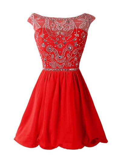 Red Homecoming Dress,Chiffon Homecoming Dresses,Short Prom Dress,Red Beading Evening Dress,Sexy Prom Dress,Modest Homecoming Gowns