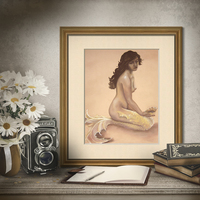 Topaz mermaid Small fantasy Art Print  - Thumbnail 1